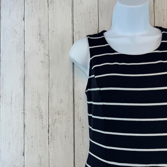 Eliza J Navy/White Stripe Stretchy Sleeveless A-line Flowy Dress Size 2 - Picture 2 of 14